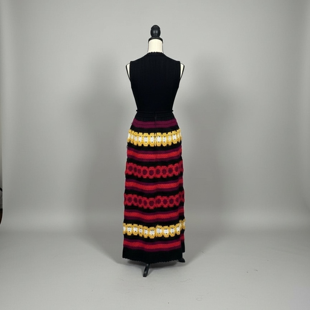 1960s true vintage Gay Gibson mod crochet colorful maxi dress sz- sm(?) lined - Picture 3 of 10